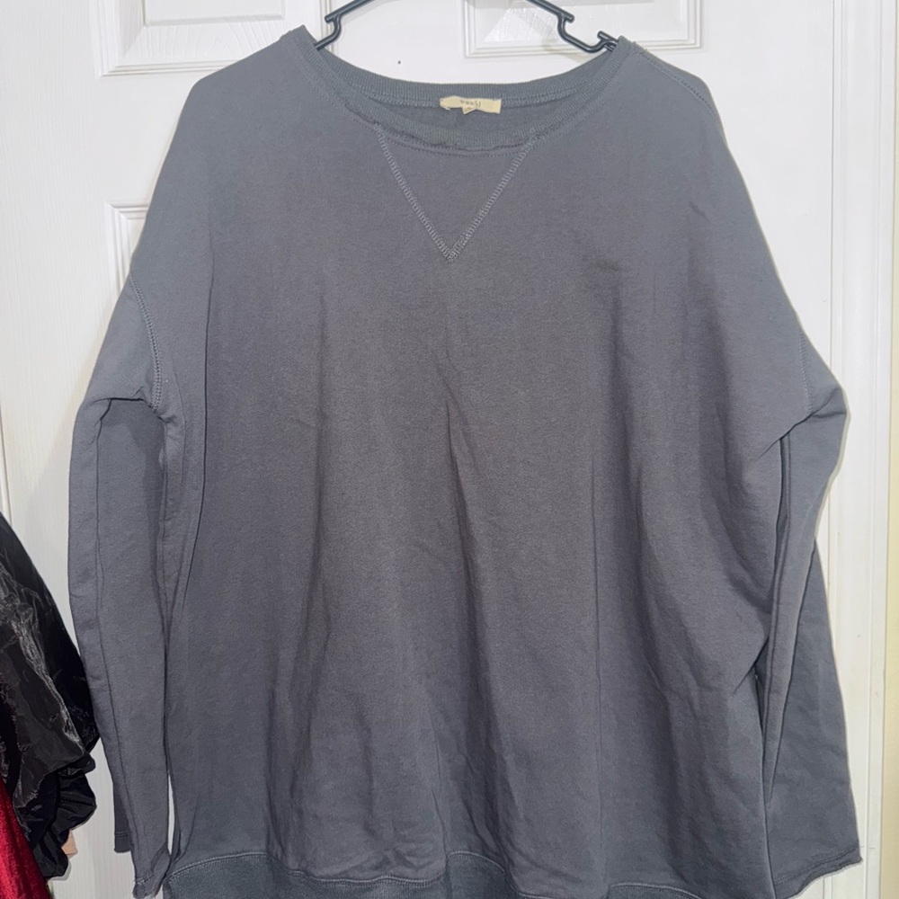 Dark Gray Long Sleeve Oversized Shirt - Picture 3 of 6